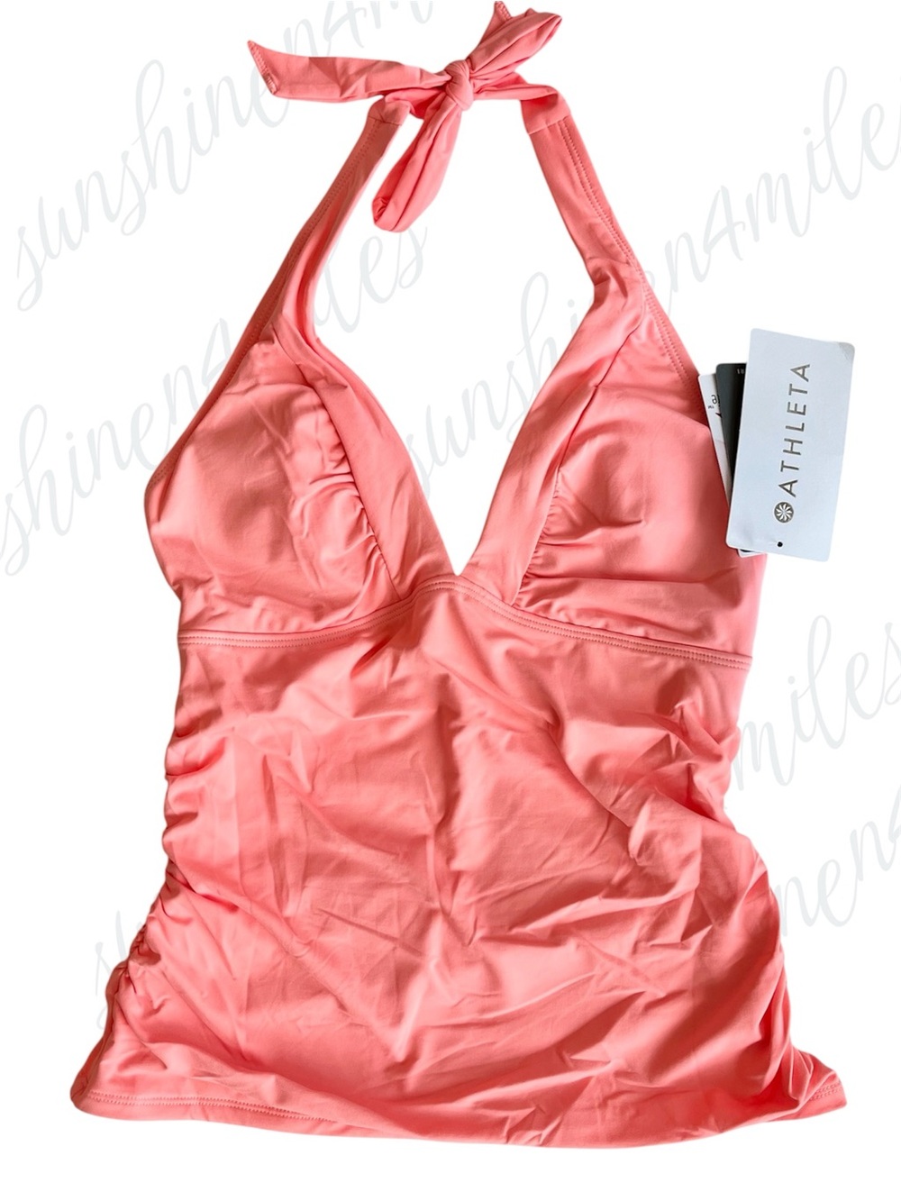 Athleta UPF50 Sunset Glow SHIRRENDIPITY HALTER TANKINi Swim Top #739201 size XS